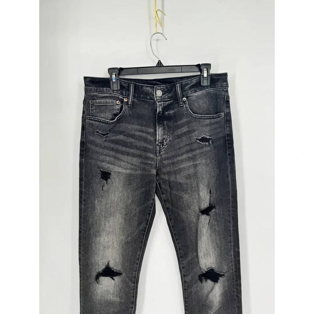 American Eagle Slim Jeans Mens 32x36 Black NEW Distressed Ne(x)t Level Flex 3002
